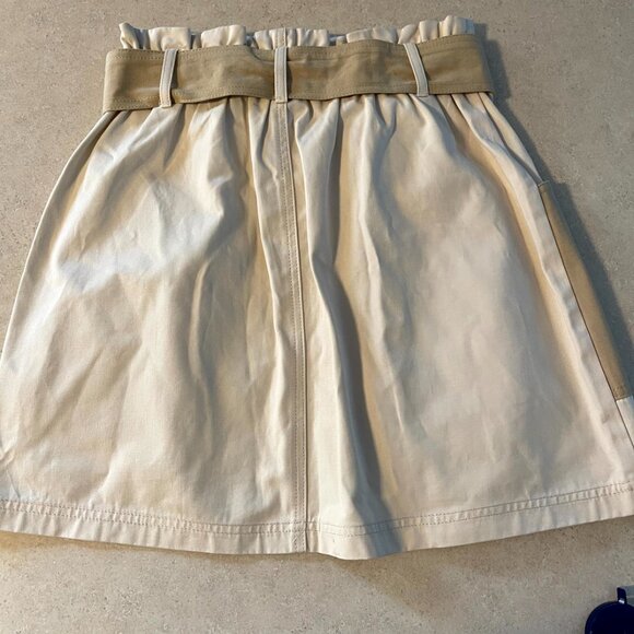 BB Dakota Steve Madden Skirt Size 6 Short Cream with brown Large pockets and Tie - Picture 8 of 9